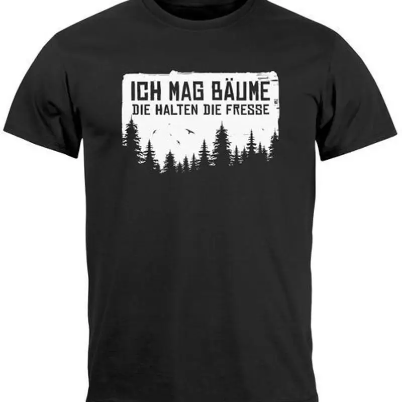 Lustiges Herren-T-Shirt „I Like Trees Sarkasmus Irony Forest“ im Freien