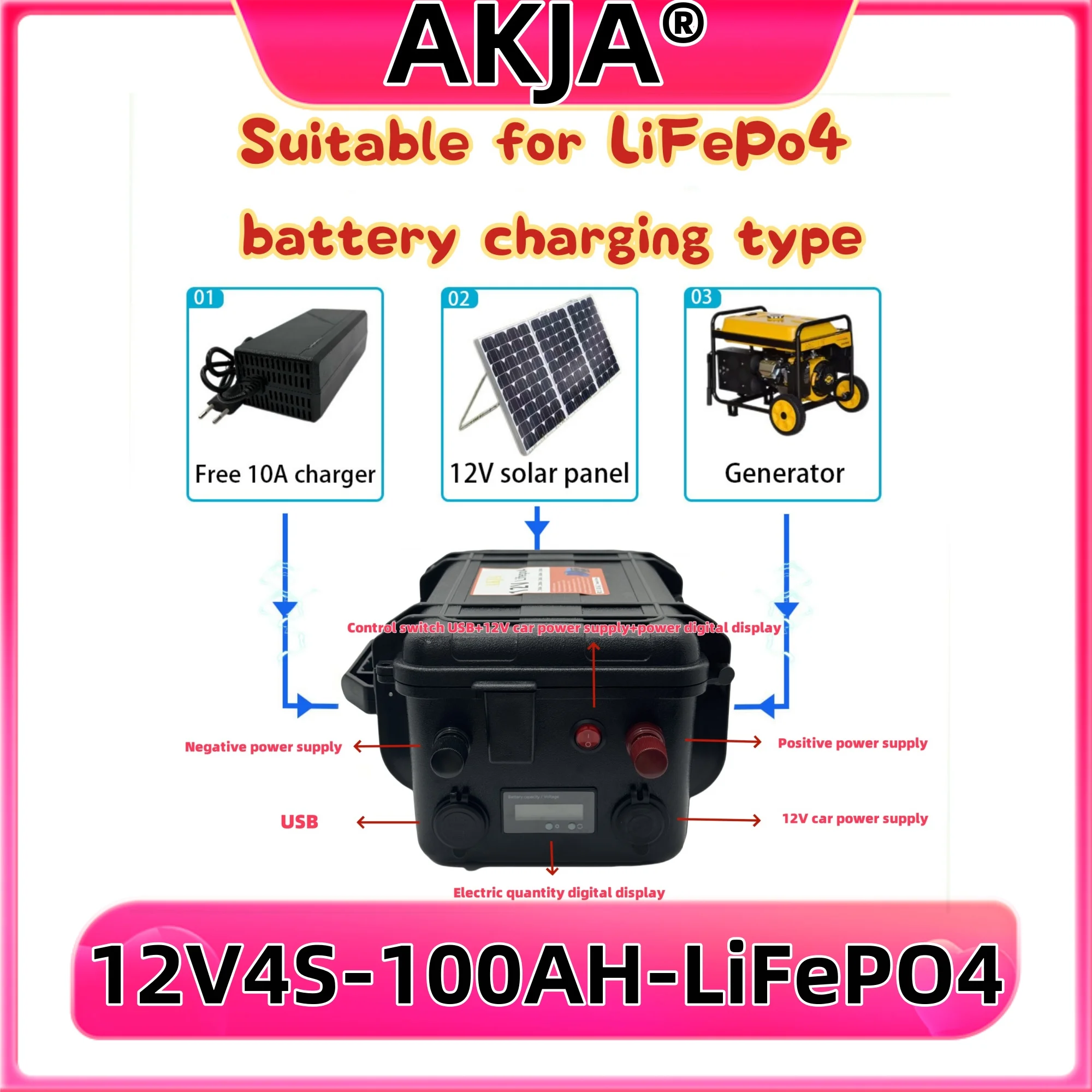 

Air fast transportation 12V100ah lithium iron phosphate battery Real capacity Cycle 6000 times Built in 100A BMS LiFePO4