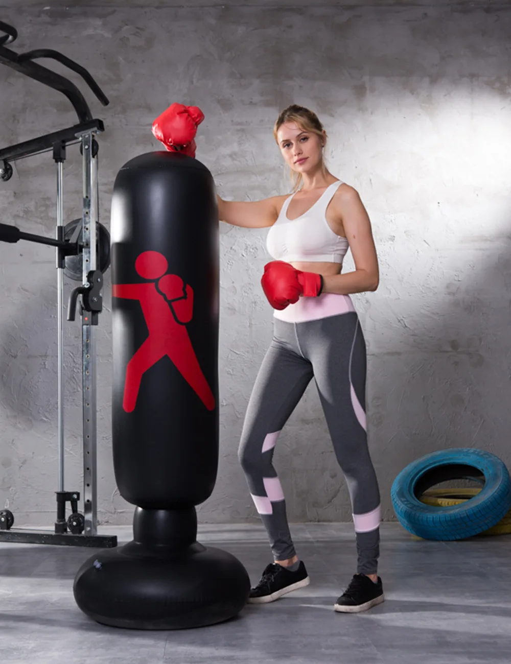 160cm Boxing Punching Bag Inflatable Free-Stand Tumbler Muay Thai Training Pressure Relief Bounce Back Sandbag Kickboxing Bag