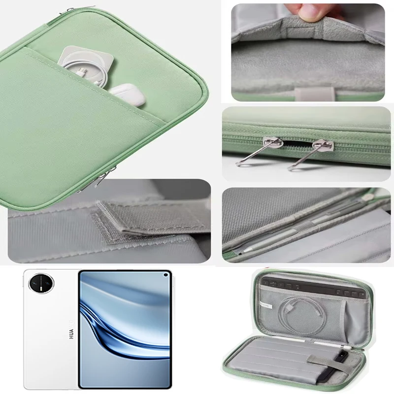 for HUAWEI MatePad Mini Tablet Bag Waterproof Sleeve Multi Pockets Zip Pouch for Cable Keyboard Earphone Storage Carry Case