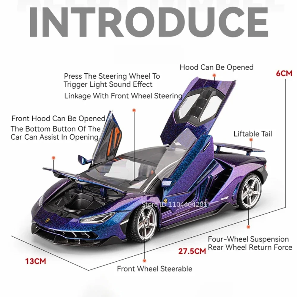 1:18 Lambor LP770 UNA Auto Sportiva In Lega Pressofuso Modello Giocattoli Suono Luce Tirare Indietro Porte Veicoli Aperti per Ragazzo Adulto Regalo Di Compleanno