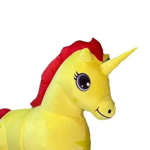 

Надувной плюшевый костюм-маскот Желтого Единорога, надувной костюм Радужной Лошади