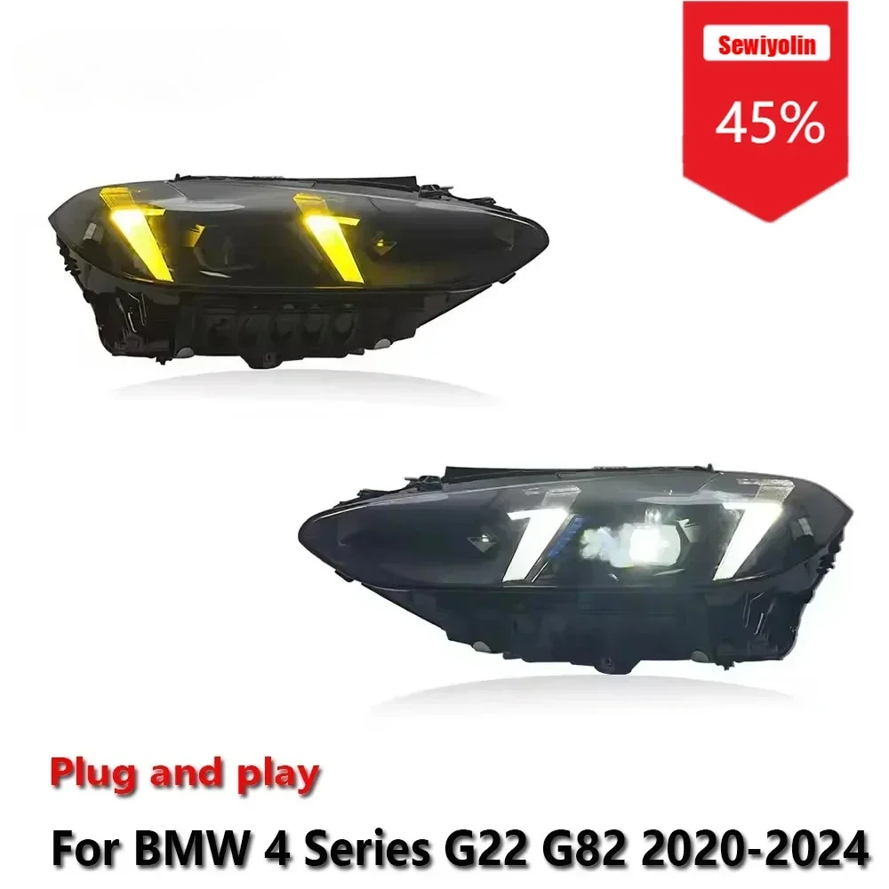 

Car LED Headlights For BMW 4 Series G22 G82 2020-2024 Head Lamp Yellow and White DRL Signal Projector Lens Auto Access