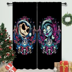 3D Cheap Nightmare Before Christmas Zombie Bride Jack 2 Pieces Thin Shading Window Curtain for Living Room Bedroom Decor Hook