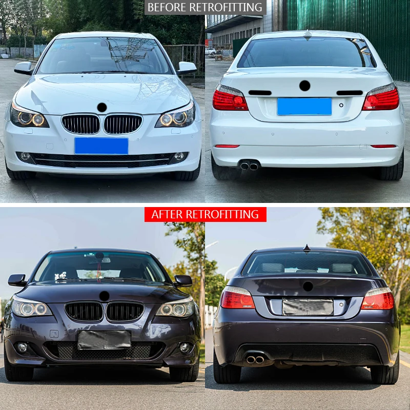 2004-2010 New Retrofit Surround Kit Front Bumper Front Engine Hood Rear Bumper Rear Lip for 5 Series E60 Upgrade MT