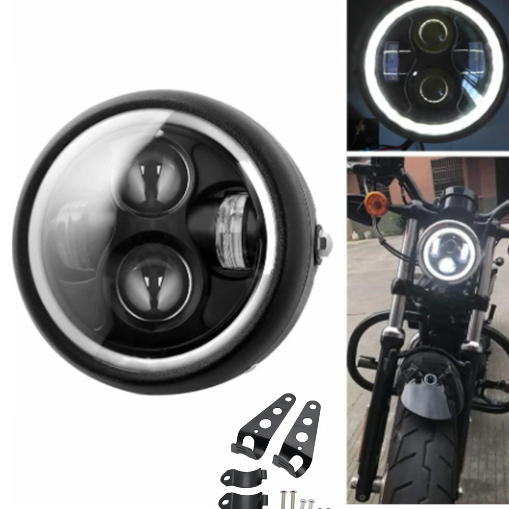 

6.5 Inch Motorcycle Led Headlight Universal 6.5" Round Head Light for Harley Sportster Cafe Racer Honda Yamaha Suzuki Custom