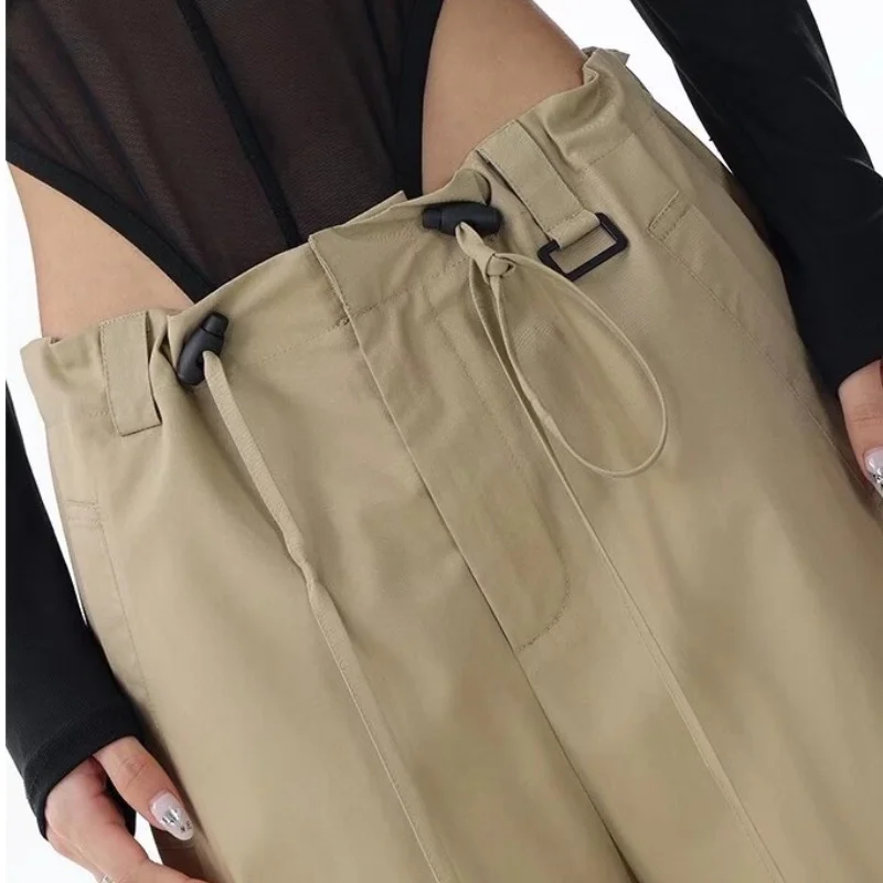 

Spring Women's Khaki Cargo Pants Y2k Retro 2000s Fashion Streetwear 90s High Waist Baggy Trouser Harajuku Wide Leg Pants Jogger