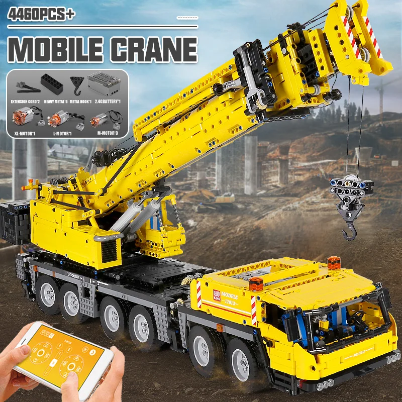 MOULD KING 17013 Technical Car Toy RC Motorized GMK Crane Truck Model Building Blocks Bricks Kids Educational Toys Birthday Gift