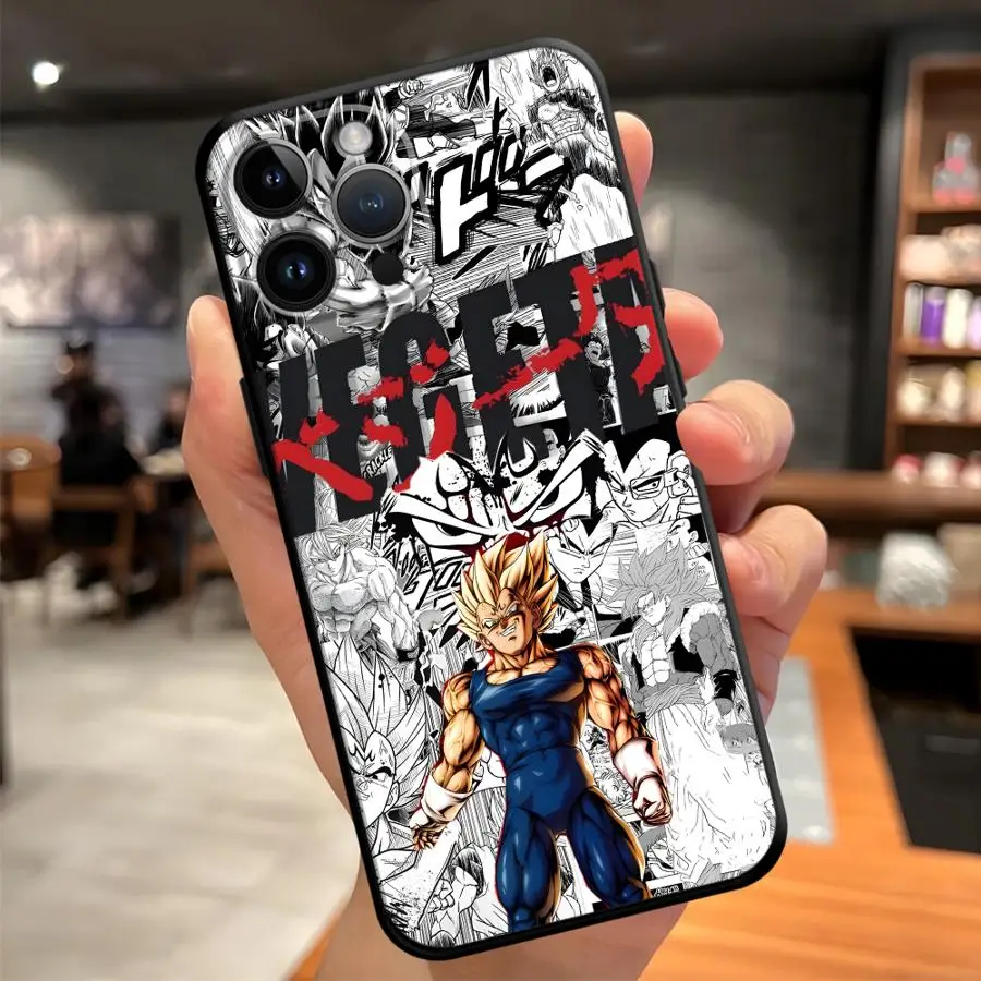 Dragon Ball Comic Vegeta Case for iPhone XR XS Max 7 8 13 12 11 17 Pro Max 15 16 14 Plus 17Air Black Soft Phone Cover view 5
