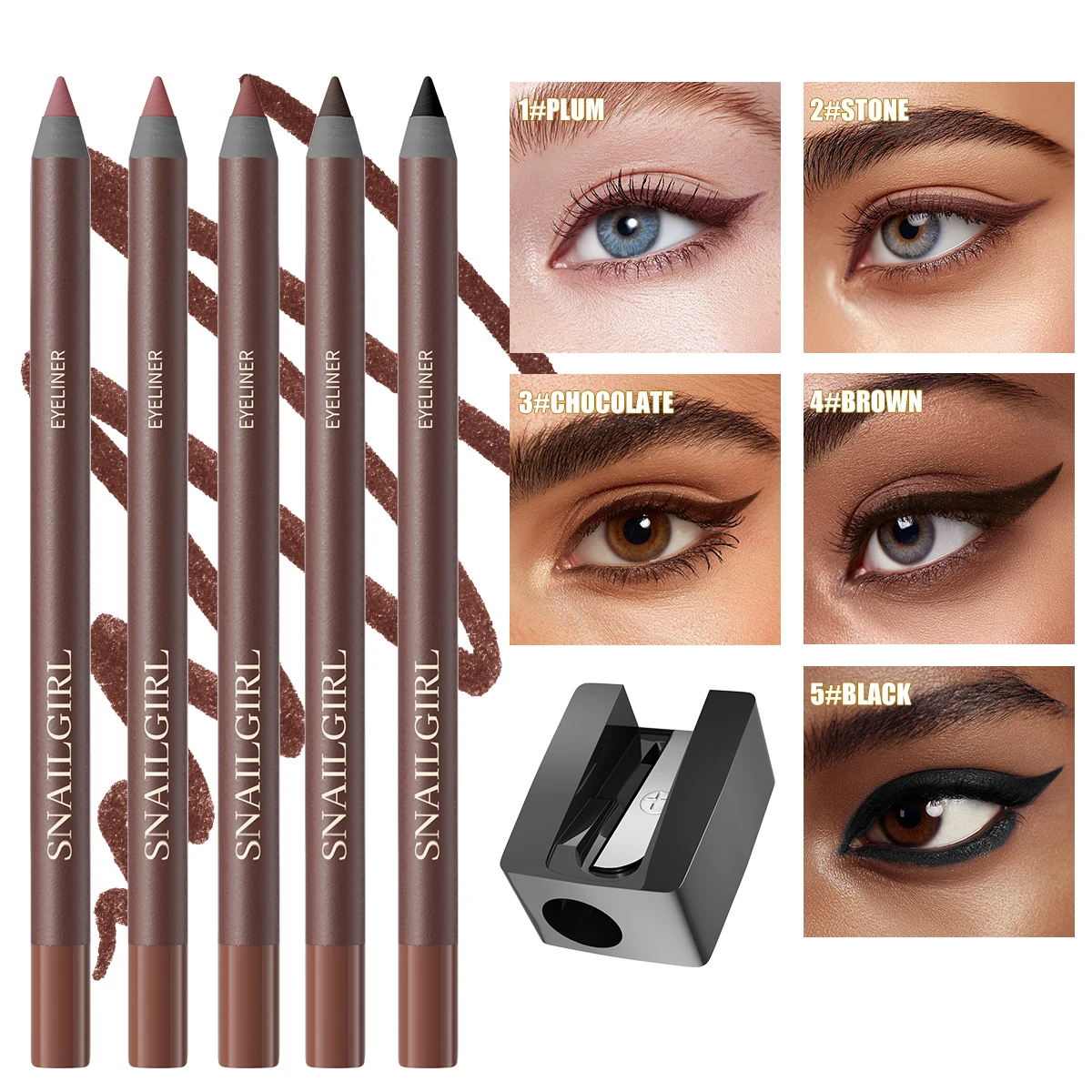 Lápiz Delineador de ojos, resistente al agua y al sudor, lápiz de cejas de recambio duro a prueba de manchas de larga duración