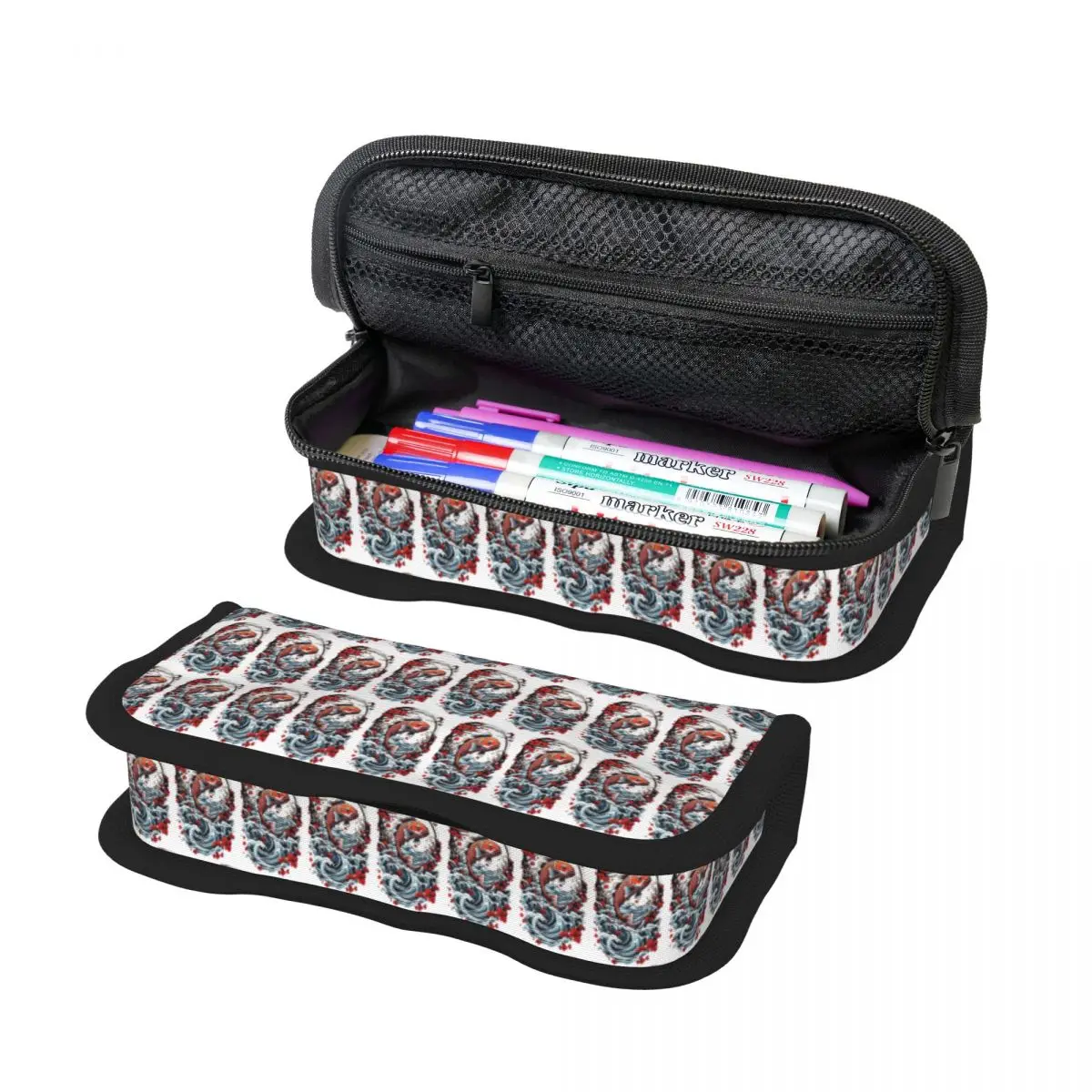 

Japanese Koi Fishing Streetwear Style Pencil Case for Studen School Pen Box Pencil Bag Stationery Supplies Pen Holder Bag