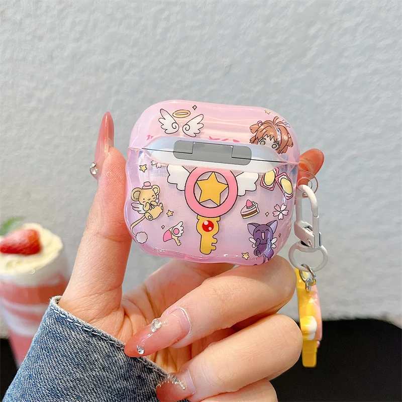 Bonito estrela asas capa de fone de ouvido para airpods pro 2 dos desenhos animados rosa caixa de carregamento para airpods 4 3 2 1 meio cor clara funda