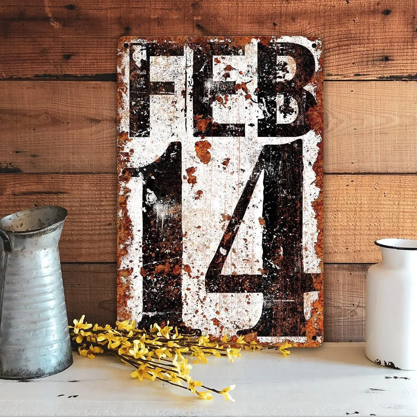 1p,Valentines Day FEB 14 Date Number Decoration Retro Wall Decor Metal Sign 8