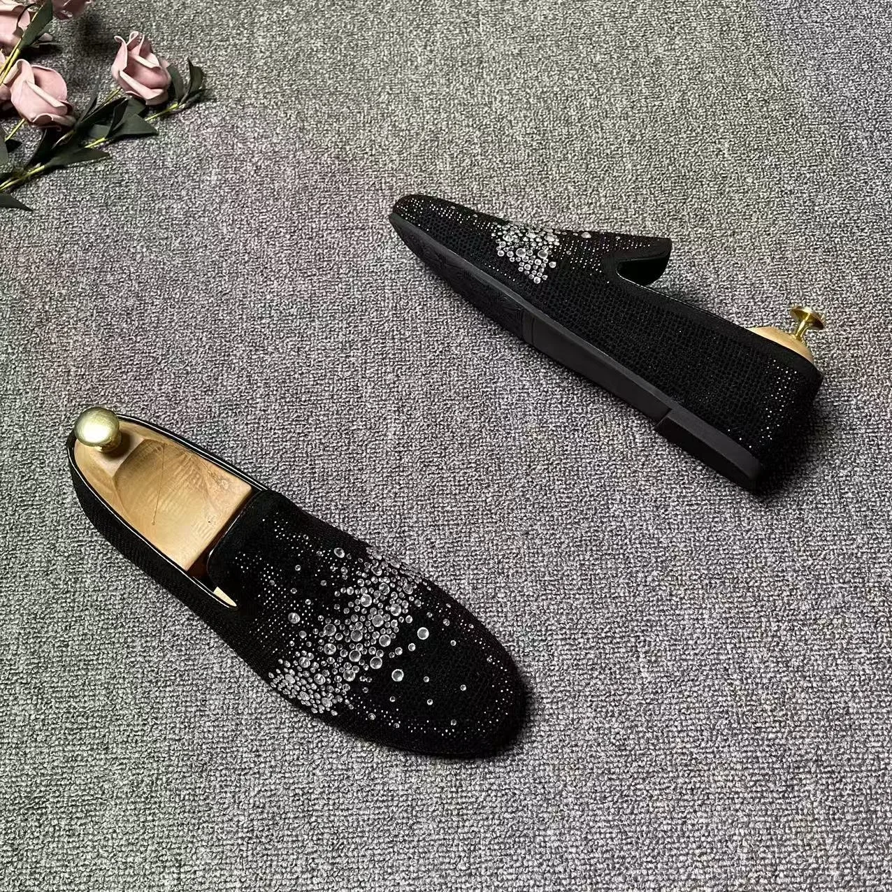 suit shoes man wedding loafers European American style crystal business shoes man British style man official shoes designer