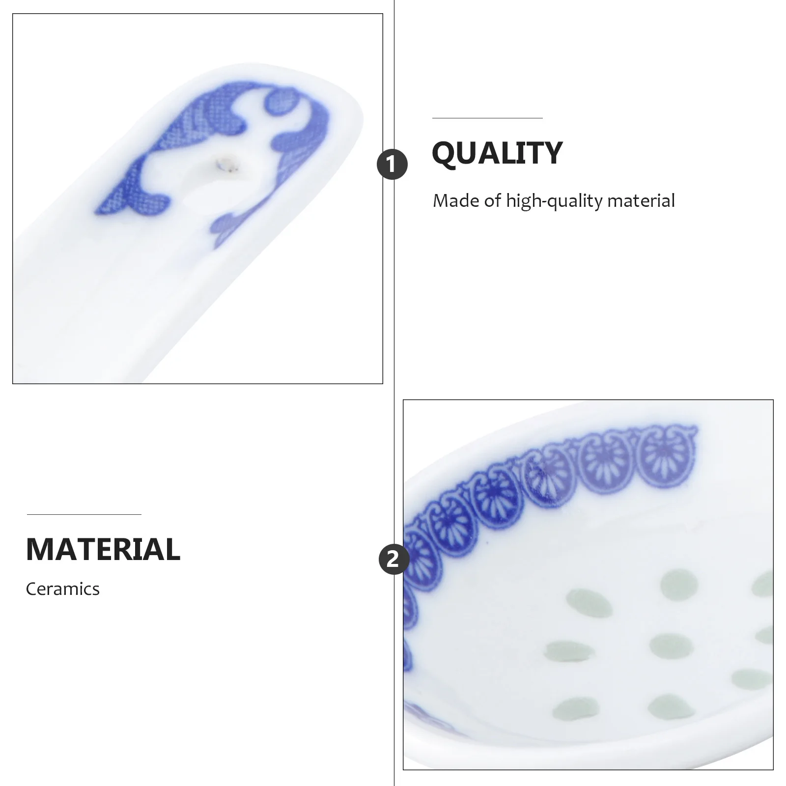 

5Pcs Blue and White Ceramic Spoon Heat Resistant Multi Spoon for Ramen Porridge Cereal Dessert Tea Coffee Mixing