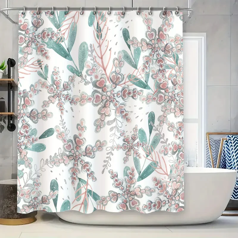 

Занавеска для душа с цветочным узором, водонепроницаемый декоративный коврик для ванной, подарок на новоселье для ванной комнаты