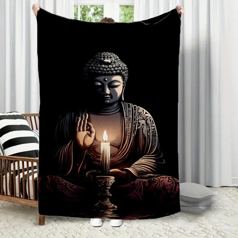 150x230cm Large Buddha Meditation Art Throw Blanket Spiritual Zen Asian Buddhism Home Decor