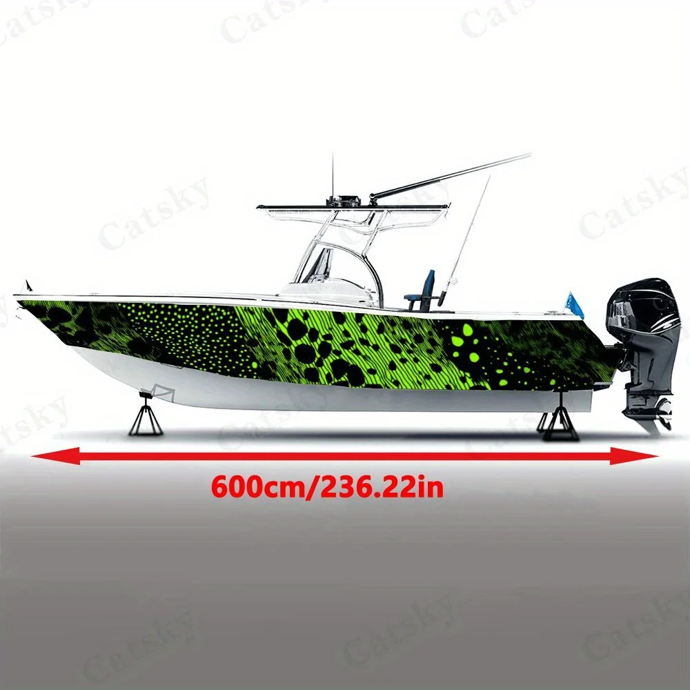Black and Green Splashed Ink Pattern Boat sticker vinyl ship pontoon deck Boat fishing decorative pontoon boats decal