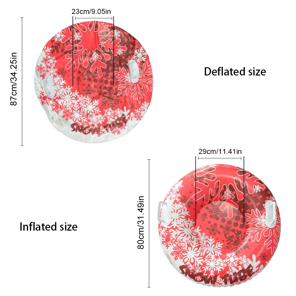 قطعة واحدة من أنبوب الثلج القابل للنفخ للبالغين، زلاجات سميكة شديدة التحمل مع مقابض، معدات رياضية شتوية خارجية للأنشطة العائلية
