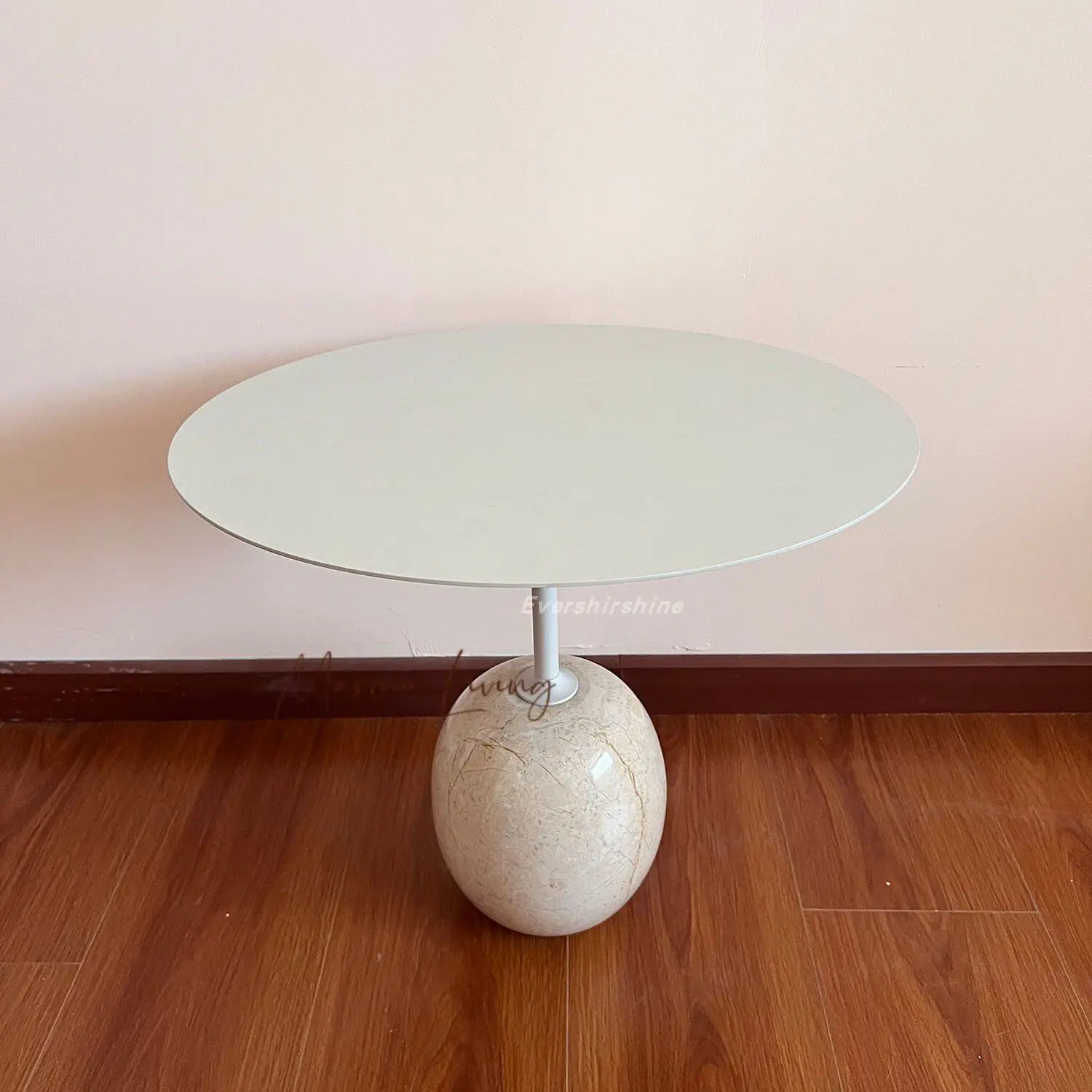 

Vintage Natural Marble Side Table Mid Century Modern Sofa End Table for Living Room Bedroom Nightstand