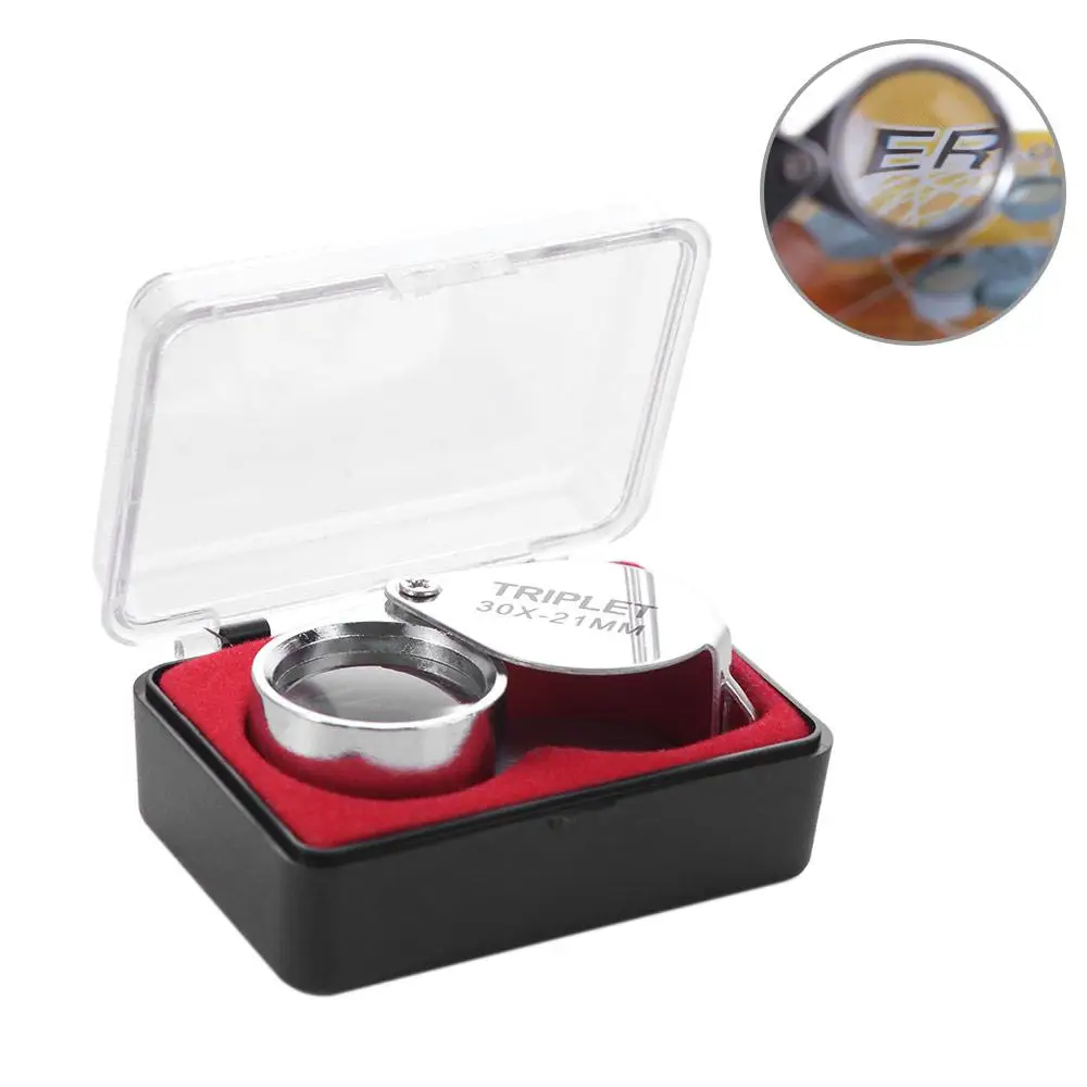 Mini 10-30X Pocket Loupe Folding Metal Jewelry Magnifying Glass Antique Jade Coin Identification Multifunctional