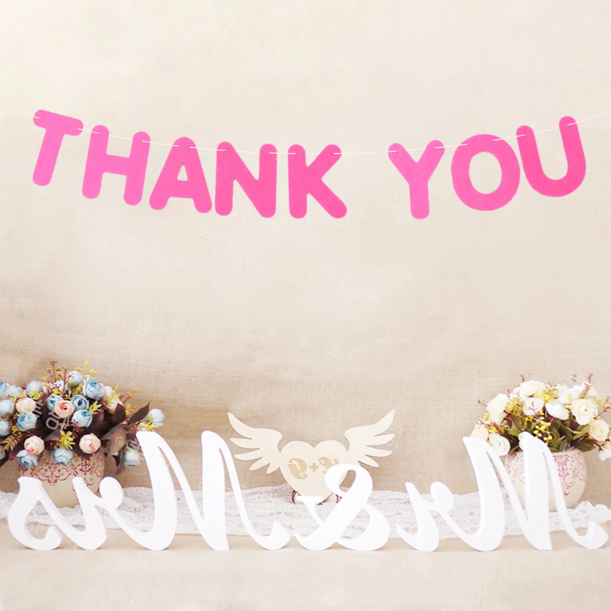 

Thank You Wedding Bunting Banner Kraft Paper Hanging Garland Romantic Party Decoration Wedding Birthday Party Supplies