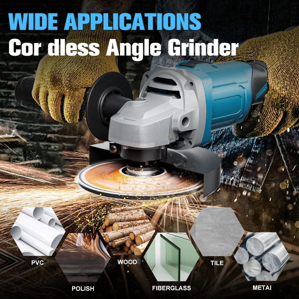 125MM Brushless Electric Angle Grinder PolishIing Cordless Metal Grinding Power Pipe Cutting Tool For Makita 18V Battery Pin
