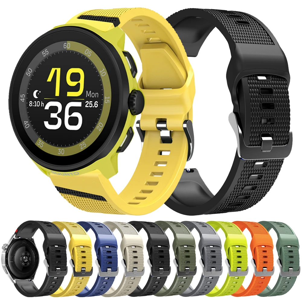 22mm Silicone Strap For SUUNTO RUN Wristband For SUUNTO 9 PEAK PRO DLC/5 PEAK/RACE 2 S/OCEAN/VERTICAL 2 Sports Breathable Band