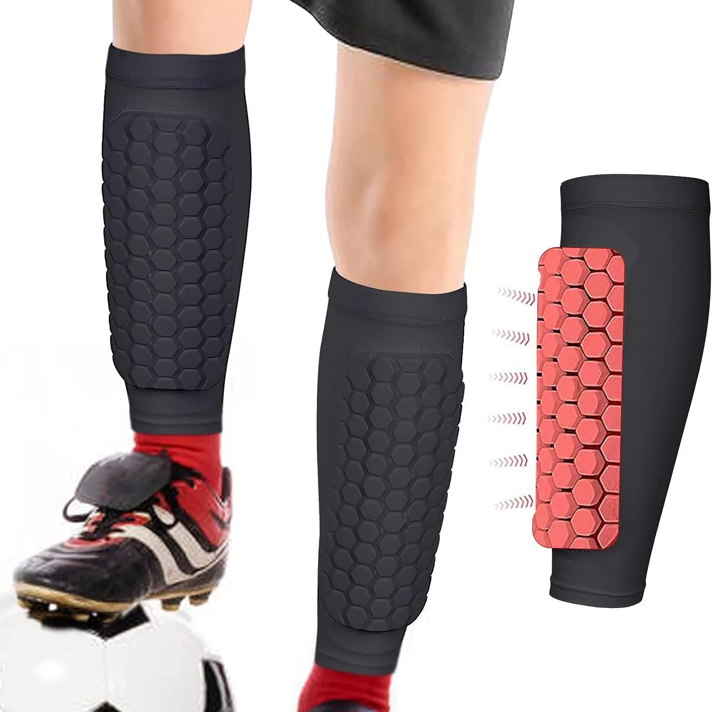 

Honeycomb Leg Protectors Leg Pads Football Anti-collision Anti-slip Protection Fixed Equipment Leg Pads Professional Men's Gym