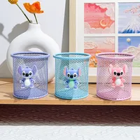 Stitch Metal Pencil Holder Cute Anime Desk Organizer Multi Purpose Storage Can for Pens Makeup Brushes Office School