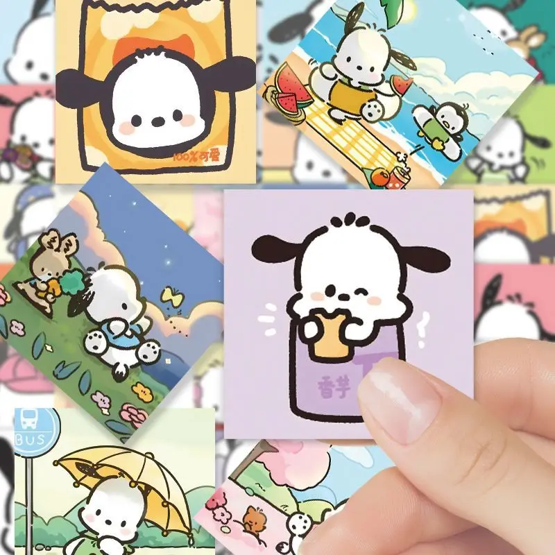 60 قطعة سانريو أنيمي الكرتون لطيف Pochacco ملصقات الغذاء الثلاجة قضية الهاتف الخليوي المحمول الغيتار ملصقات الكمبيوتر