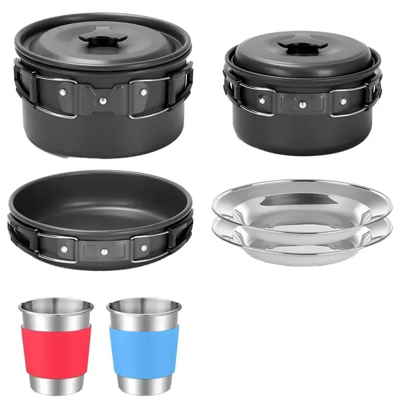 Aluminum cookware set Stainless steel cover 2.0-3 liter outdoor camping portable kettle