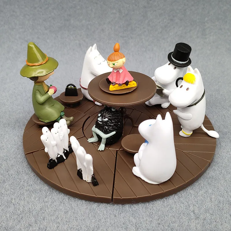 8pcs Moomins Action Figure Kawaii Muumi DIY Cartoon PVC Model Collectible Ornaments Birthday Gifts Children Kids Toys