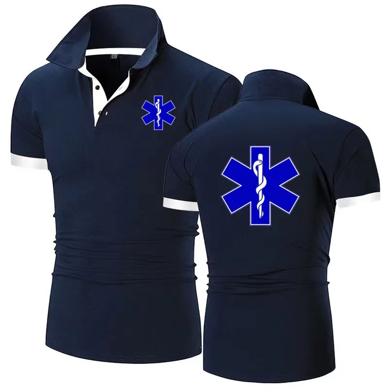 EMT Paramedic Emergency Medical Services polo shirt Men Casual T-shirt High Quality matching color cotton Mans Lapel shirt top