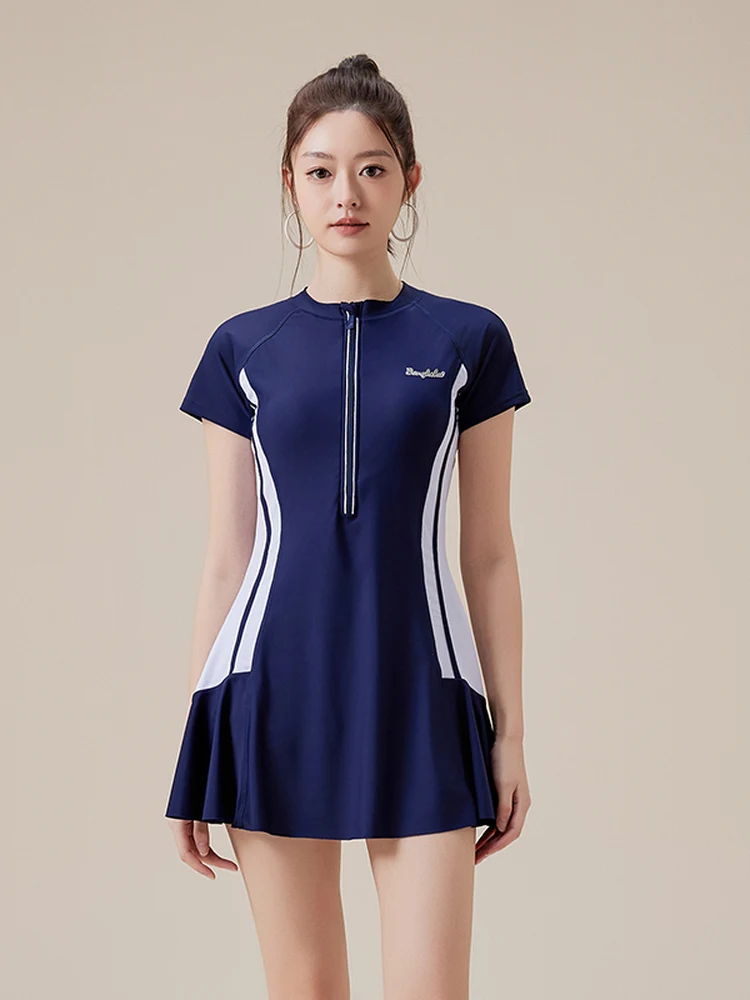 

2025 New plus Size Women's Two-Piece Swimwear Sleeveless Skirt Style Hot Spring Swimming Suit Fashionable Conservative Slimming