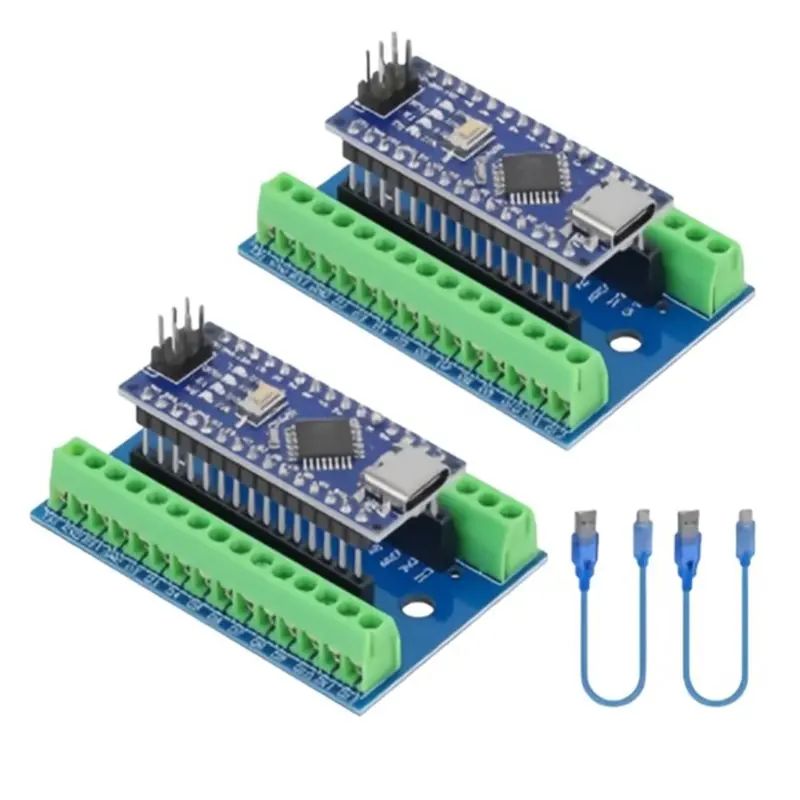 B03B-CH340 Atmega328p Nano V3.0 Development Board(2-Pack) Includes USB Cables& Nano Breakout Terminal Adapter