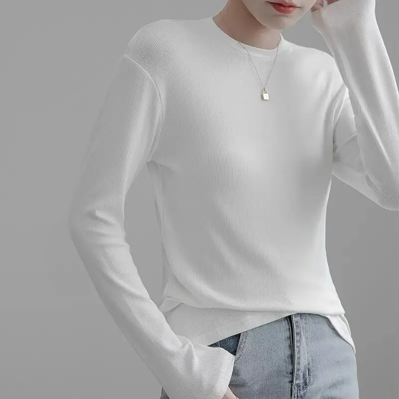 Versatile  Color Small Stand Collar Ribbed Base irt Women's  Autumn Winter New Design f High Collar Inner Wear Top