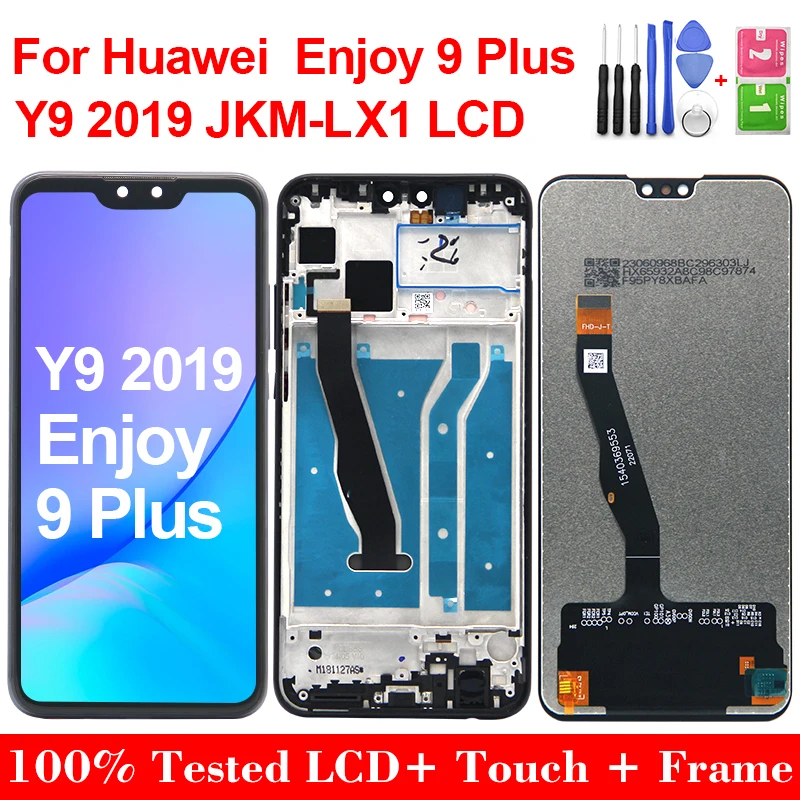 6.5'' AMOLED For Huawei Y9 2019 LCD JKM-LX1 LX2 LX3 AL00a Touch Screen Digitizer Assembly Replacement For Enjoy 9 Plus Display