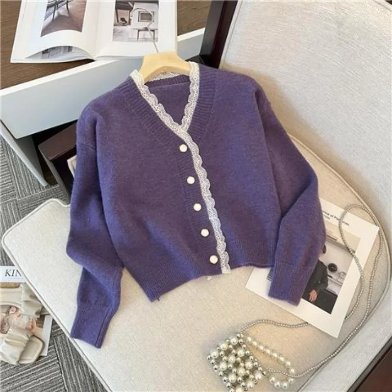 Fashion Woman Blouses 2023 Knitted V-Neck Long Sleeve Autumn Winter Commuter Loose Casual Solid Color Button Sweaters Cardigan