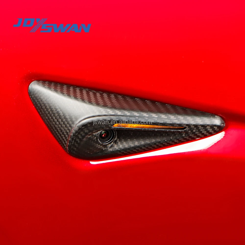 

2 шт., глянцевая накладка на крыло боковой камеры из углеродного волокна с полным покрытием для Teslal Model 3 Highland 2024+