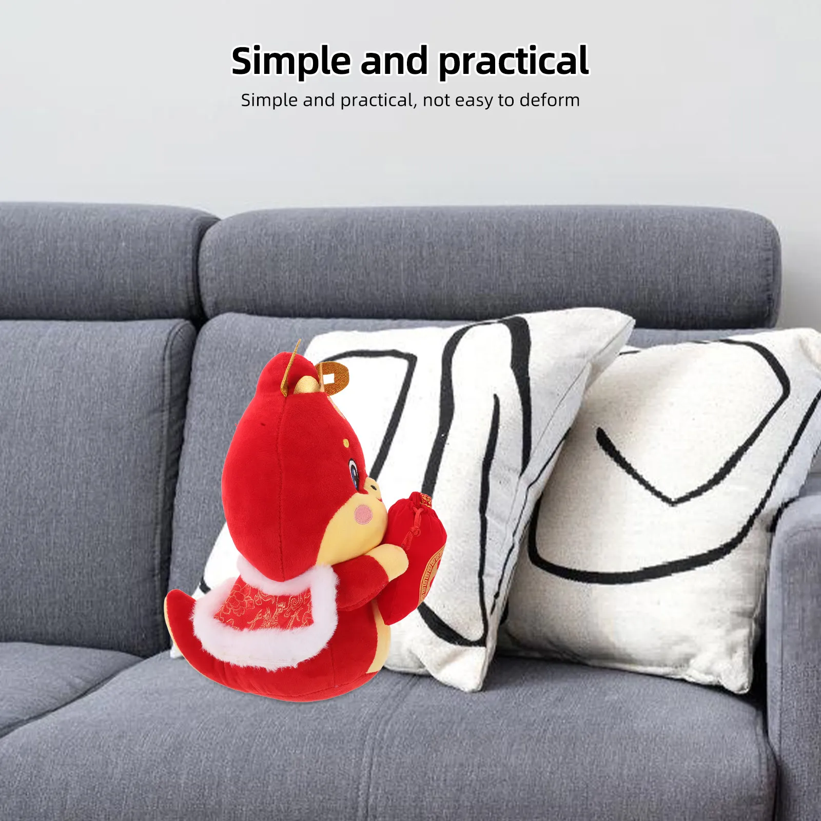 2025 Year of The Snake Stuffed Animal Soft Cuddly for Lunar New Year Spring Festival Home Office Decor Chinese