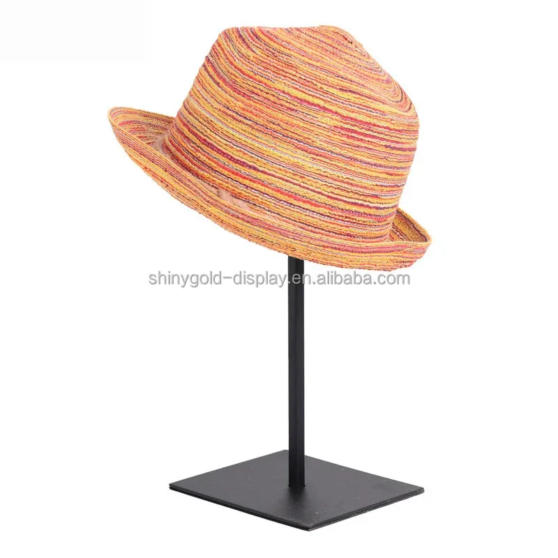 custom.Customized Hat Display Stand Shelf Shopping Mall Gold Metal Hanging Hat Rack