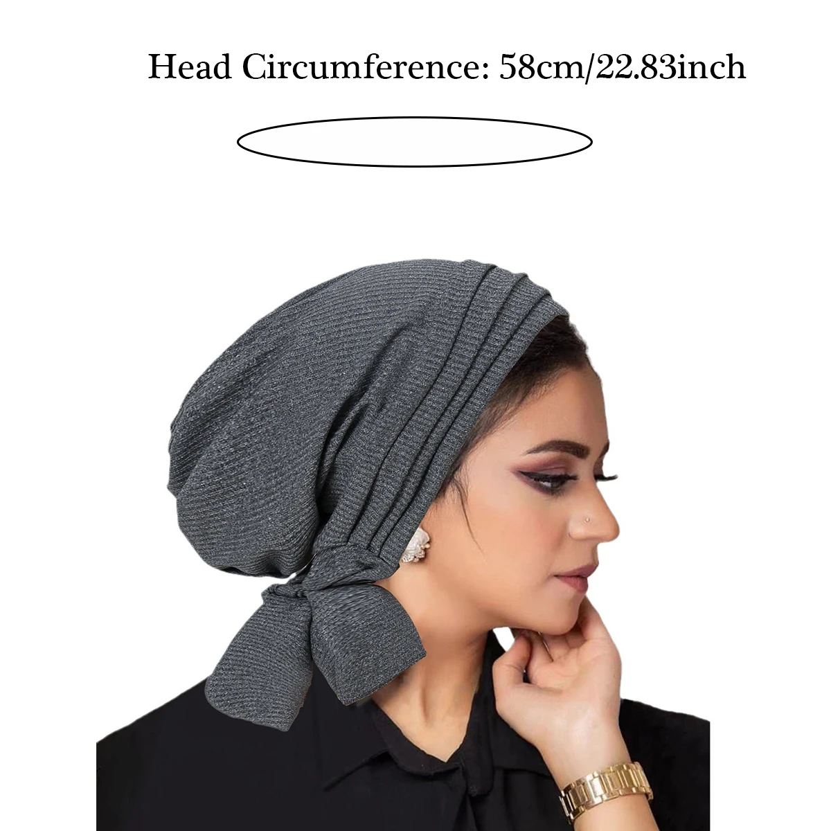 2024 New Solid Color Turban Hijab Hats Long Tail Head Wraps Elastic Muslim Hats Breathable Chemo Cap For Women Girls