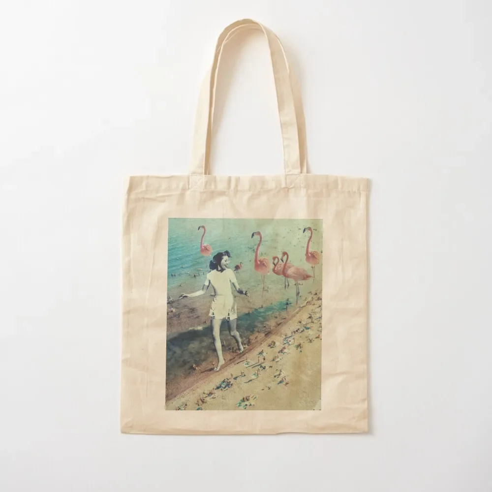 

Pandemic escape // retro beach holiday surreal collage artwork Tote Bag Reusable bags custom bags woman shopping bag Tote Bag