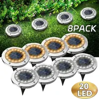 1/2pcs/4pcs/8pcs Outdoor Solar Lights Buried Garden Decor 8/20LED Lamp Sunlight Power Disk Light Underground Yard Lawn Spotlight