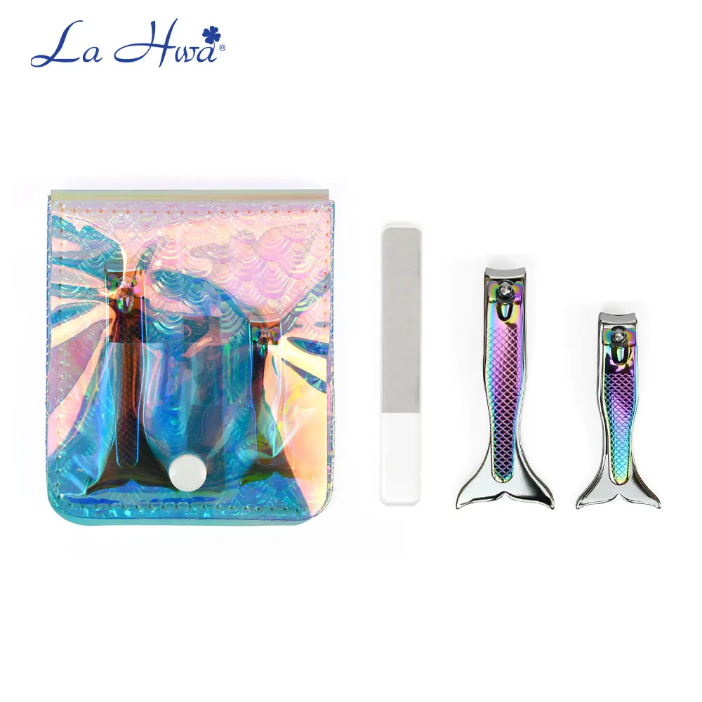 

3pcs Nail Nipper Set Scales Pattern non-slip Manicure Nail Clippers Nano Glass Nail Art File Transparent Sanding Polishing Files