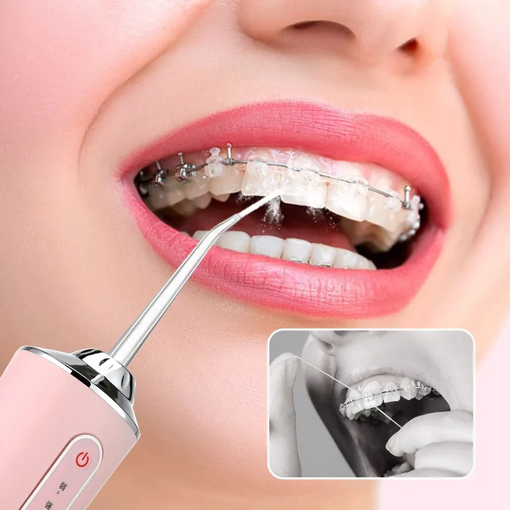 Oral Irrigator Portable Dental Water Flosser USB Rechargeable Water Jet Floss Tooth Pick 4 Jet Tip 220ml 3 Modes IPX7 1400rpm image 2