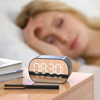 Rechargeable LED Digital Alarm Clock HD Mirror Display Portable Alarm Clock Wireless Bluetooth Music Player Office