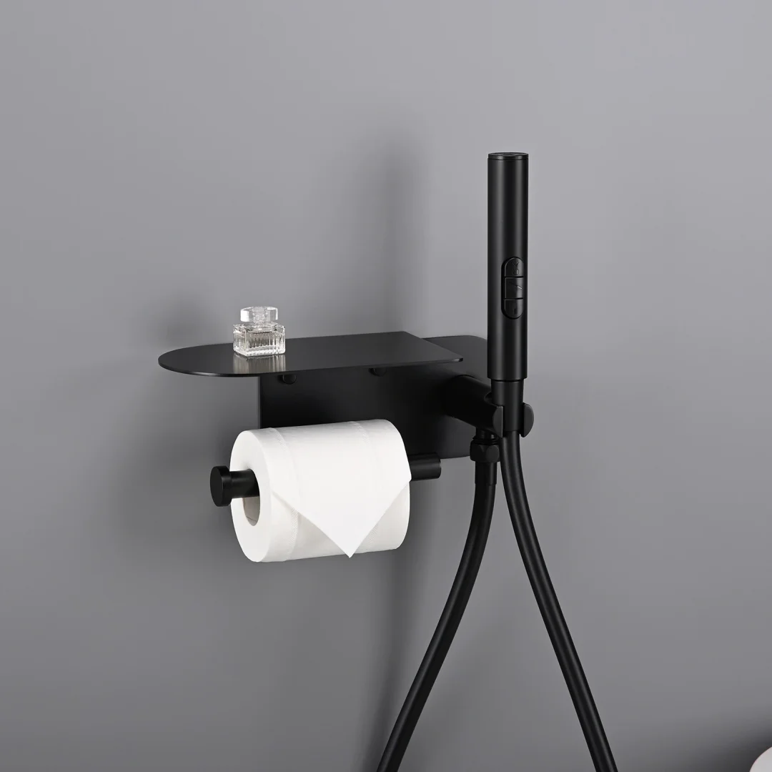 Grey Toilet Bidet Faucet Paper Holder Only Cold Black Bathroom Toilet Shower Blow-fed Spray Brushed Rose Gold Bidet Faucet