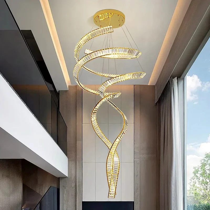 

Modern Acrylic LED Spiral Minimalist Decor Chandelier Living Room Bedroom Hall Designer Lusters Luminaires Hanging Lamp Decor